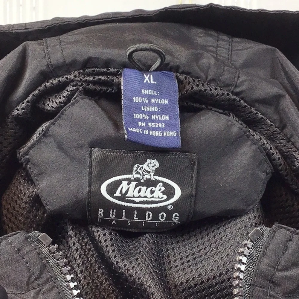 MACK TRUCK Bulldog Black Windbreaker Half Zip Hoodie with Pockets XL - Picture 2 of 10